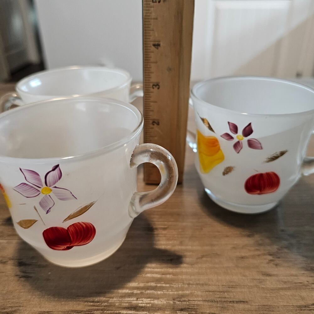 Vintage Bartlett Collins Hand Painted Gay Fad Glass Fruit Creamer Set of 3 MCM - Picture 11 of 14